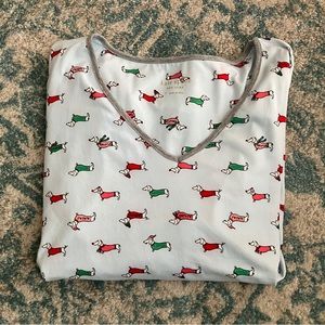 New Kate Spade wiener dog dachshund lt blue pajama top size L